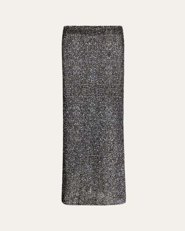 Sequined Crochet Maxi Skirt